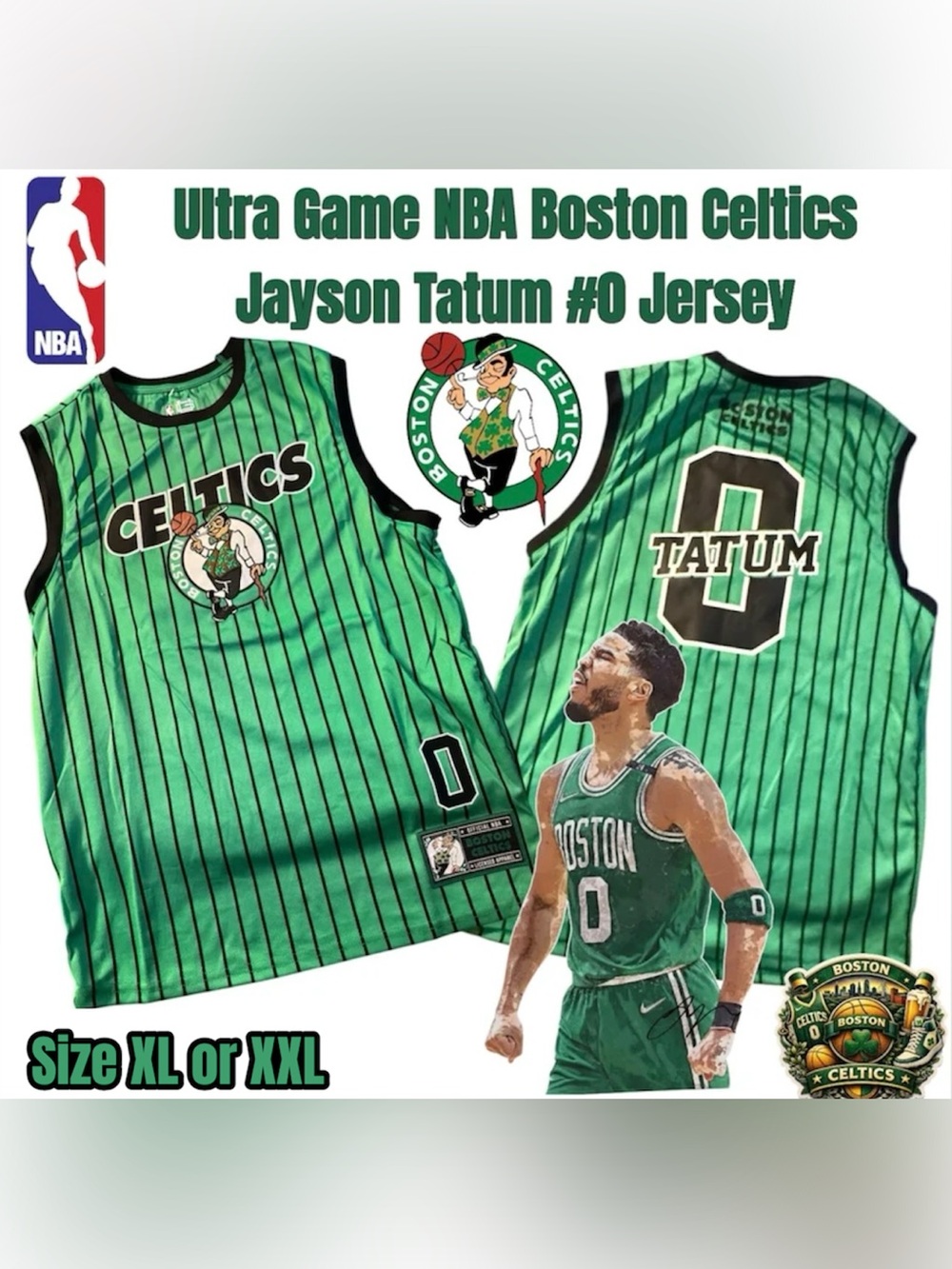 Ultra Game NBA Boston Celtics Jason Tatum #0 Jersey, Available Size XXL